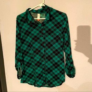 Green Plaided Button Up Shirt